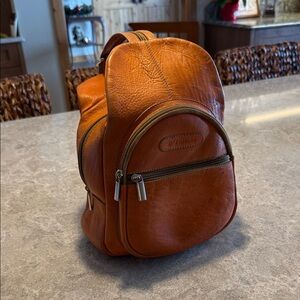 Brown Leather Backpack by